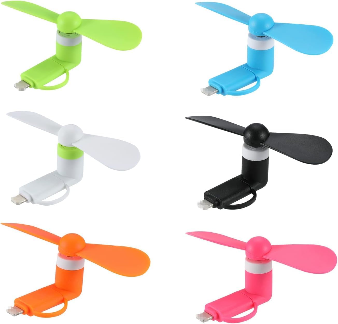 Mini ventilador de teléfono celular, 6 paquetes de ventiladores 2 en 1 para teléfonos móviles compatibles con iPhoneiPadAndroid SmartphoneTablet