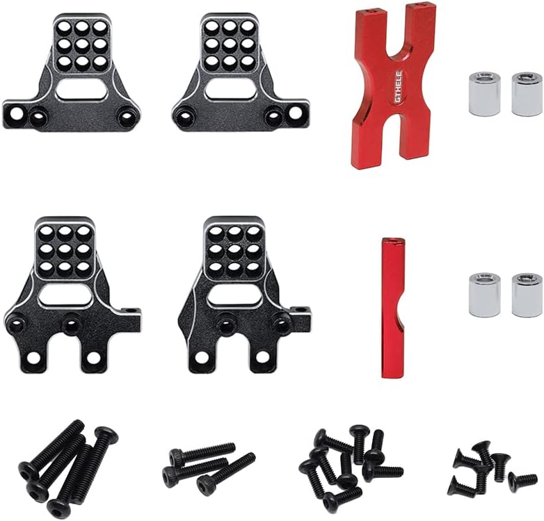 Soportes de choque Soporte de amortiguador de múltiples orificios Torre de aluminio para TRX4M Defender 118 RC Crawler Upgrades (rojo)