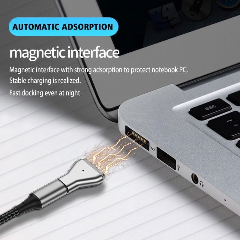 kocomio Adaptador magnético USB C a 2 puntas en T magnéticas, tipo C a caja fuerte 2 T-Head PD 100W convertidor de carga rápida para MacBook Pro Air