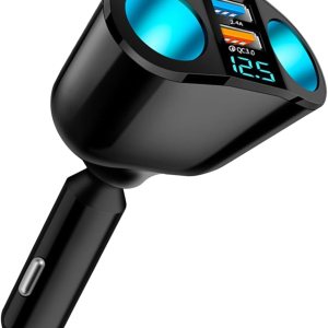 Cigarette Lighter Splitter, USB 2.4A & QC3.0 Type C with 2 Socket Cigarette Lighter Adapter, 12V24V 120W Car Charger Splitter for GPS Dash Cam Cigarette Lighter Splitter, USB 2.4A & QC3.0 Type C with 2 Socket Cigarette Lighter Adapter, 12V24V 120W Car Charger Splitter for GPS Dash Cam