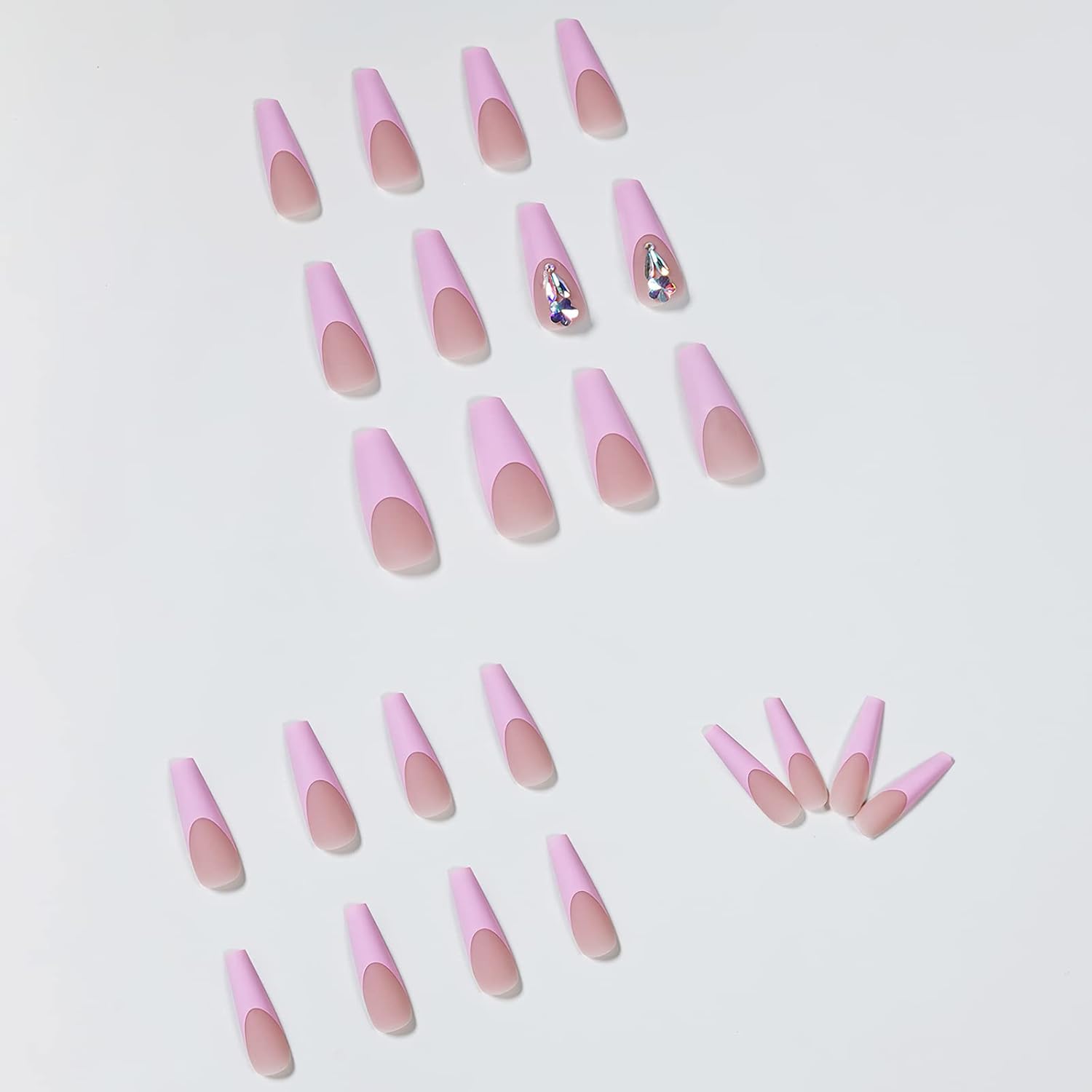 Juego de manicura de uñas francesas acrílicas, reutilizable, 12 tamaños, kit de 24 uñas