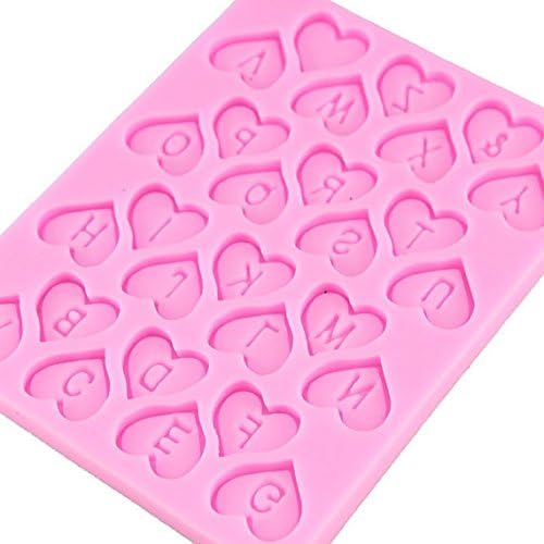 Molde de silicona con formas de letras del alfabeto en forma de corazón (día de San Valentín) – Alfombrillas y moldes de silicona personalizados de
