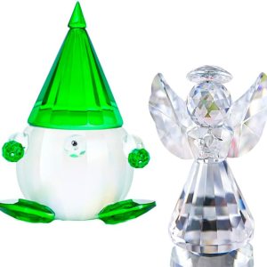 HDCRYSTALGIFTS Figura de ángel de cristal y estatua de gnomos suecos de Tomte de Navidad verde HDCRYSTALGIFTS Figura de ángel de cristal y estatua de gnomos suecos de Tomte de Navidad verde