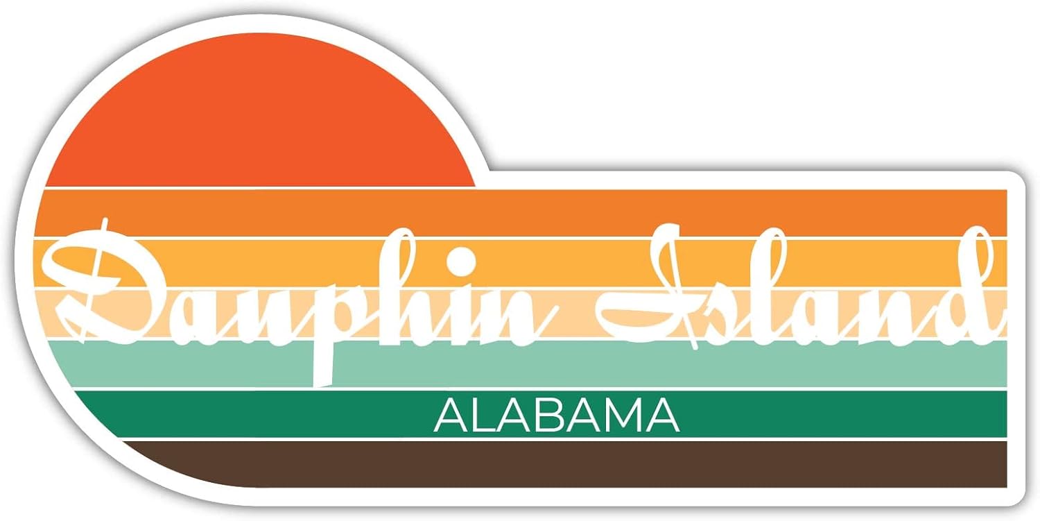 Dauphin Island Alabama – Imán para nevera (4 x 2.25 pulgadas), diseño estético retro vintage de los años 70