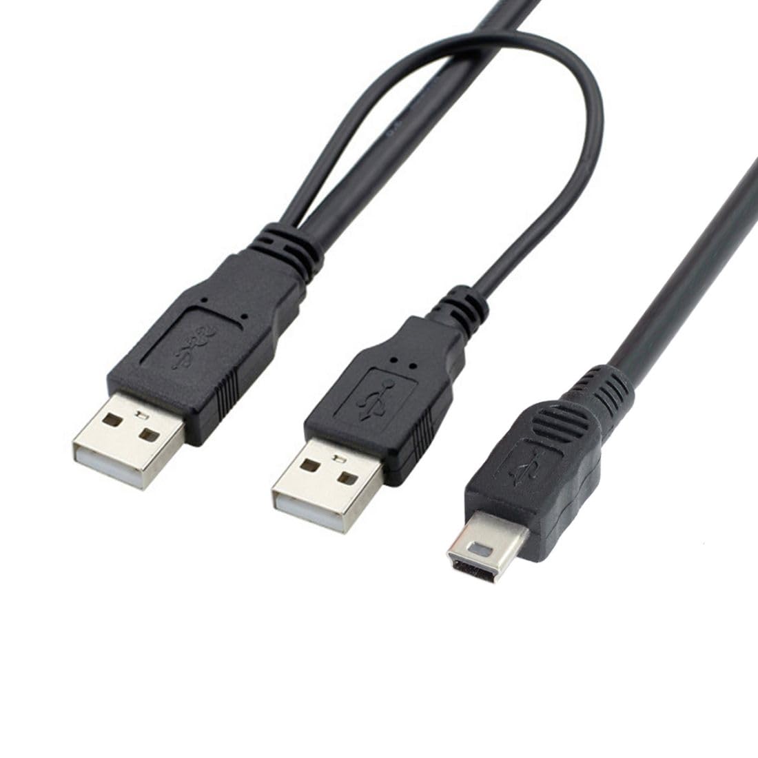 chenyang Cable de datos USB 2.0 a Mini USB 5Pin con cable de alimentación adicional para unidad de disco duro