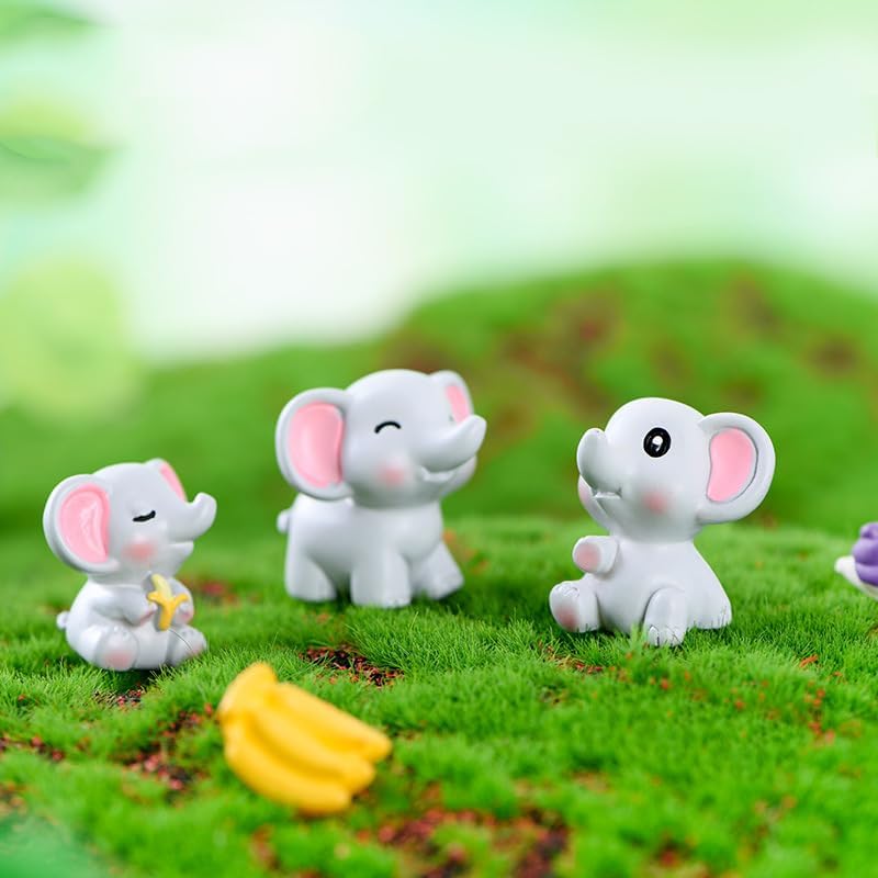 18 figuras de elefante miniatura de resina de elefante para bricolaje, jardín de hadas de Navidad, paisaje de musgo en miniatura, 18 piezas