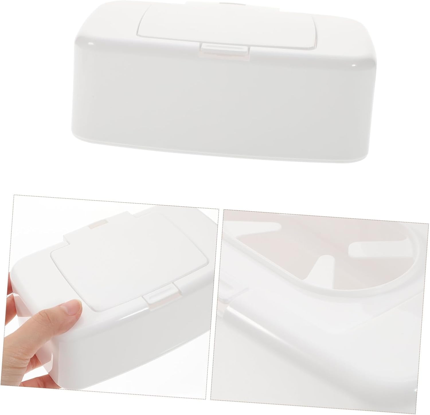 ibasenice Caja de almacenamiento de 2 recipientes con tapas, soporte de papel higiénico, dispensador de pañuelos húmedos, estuche de almacenamiento