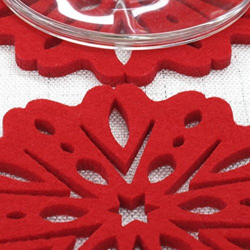 Posavasos de fieltro con copos de nieve florales, juego de 4 (rojo)