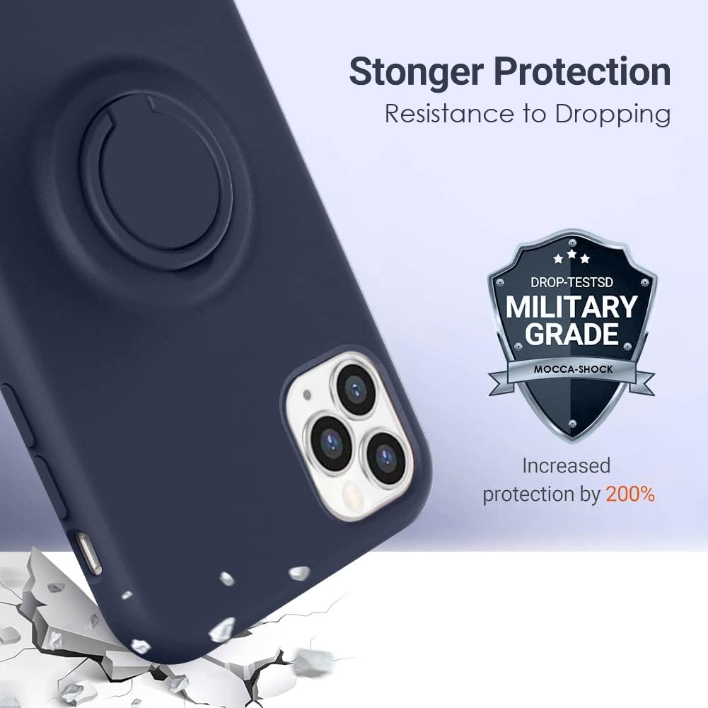 MOCCA – Funda protectora con soporte de anillo, antiarañazos, con forro de microfibra suave, de silicona, de cuerpo completo y a prueba de golpes