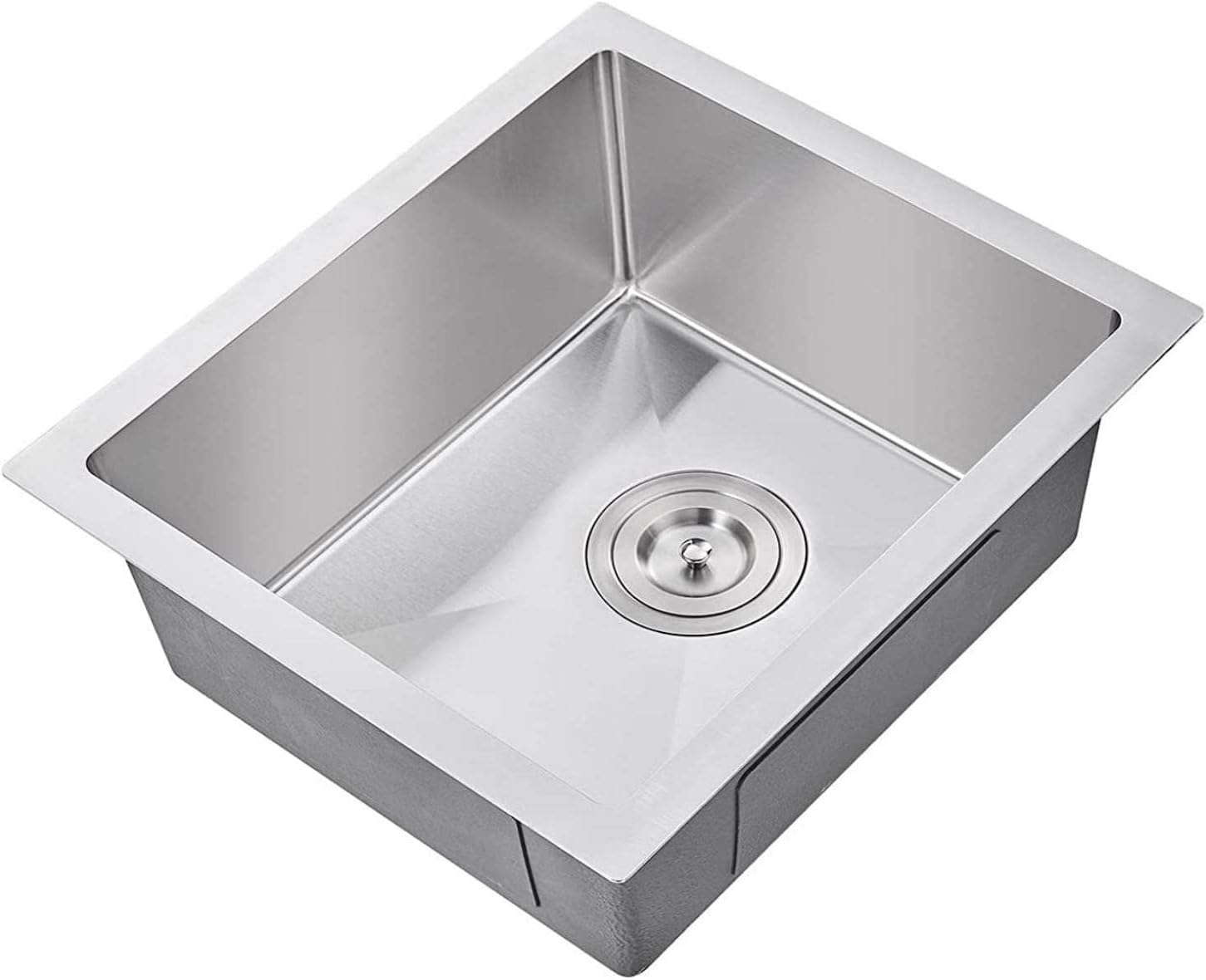 MESIDA Fregadero de cocina de acero inoxidable SUS304 de 15 pulgadas con un solo tazón (15 x 15 x 8 pulgadas)