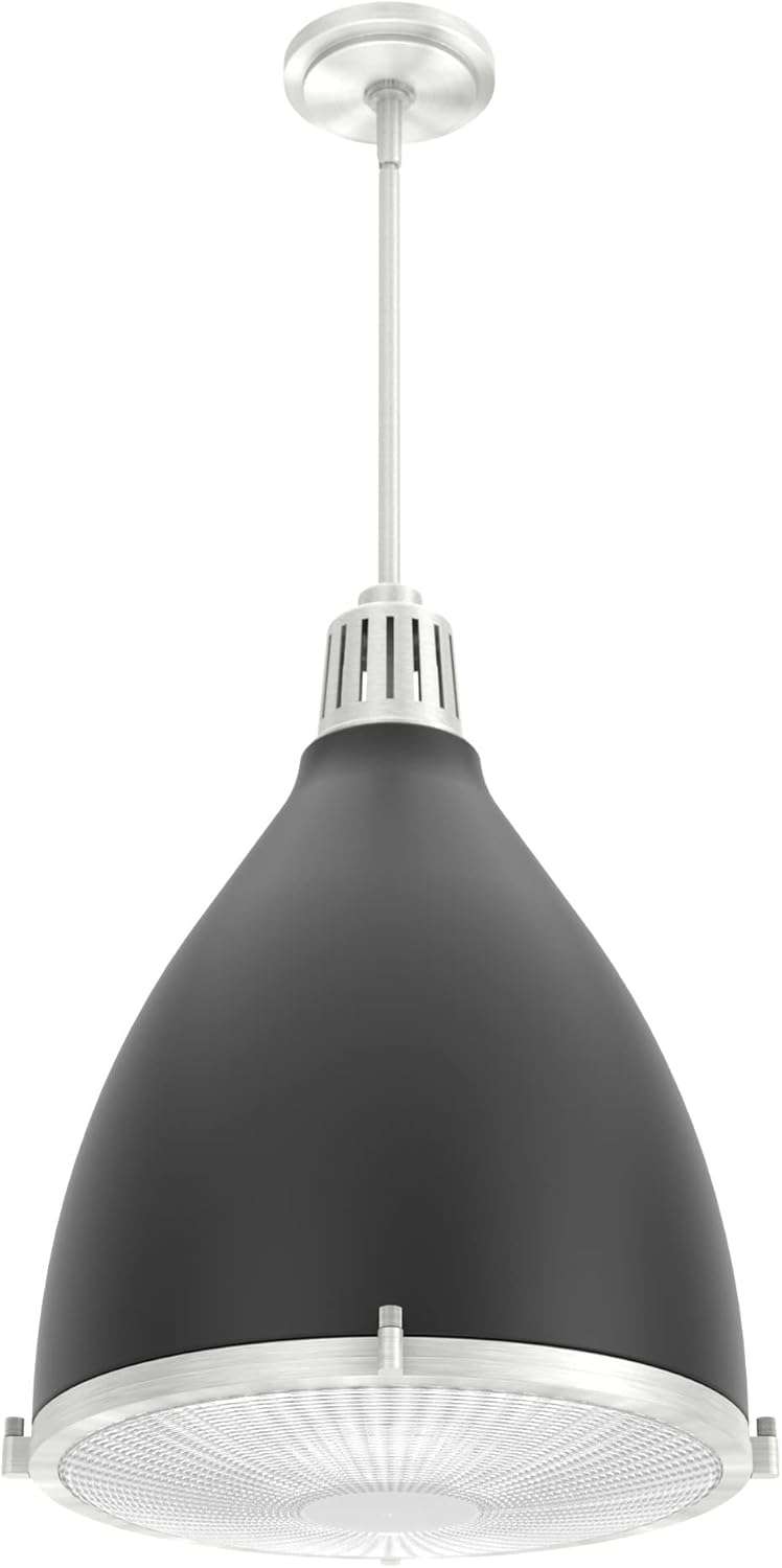 Hunter – Bluff View – Lámpara colgante de 3 luces, color negro mate, tamaño mediano, regulable, estilo casual, con forma de campana, para
