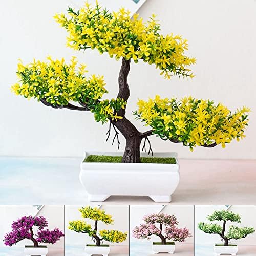 AIDNTBEO Planta artificial falsa Bonsái en maceta, árbol de pino de simulación para decoración del hogar y oficina, color rosa