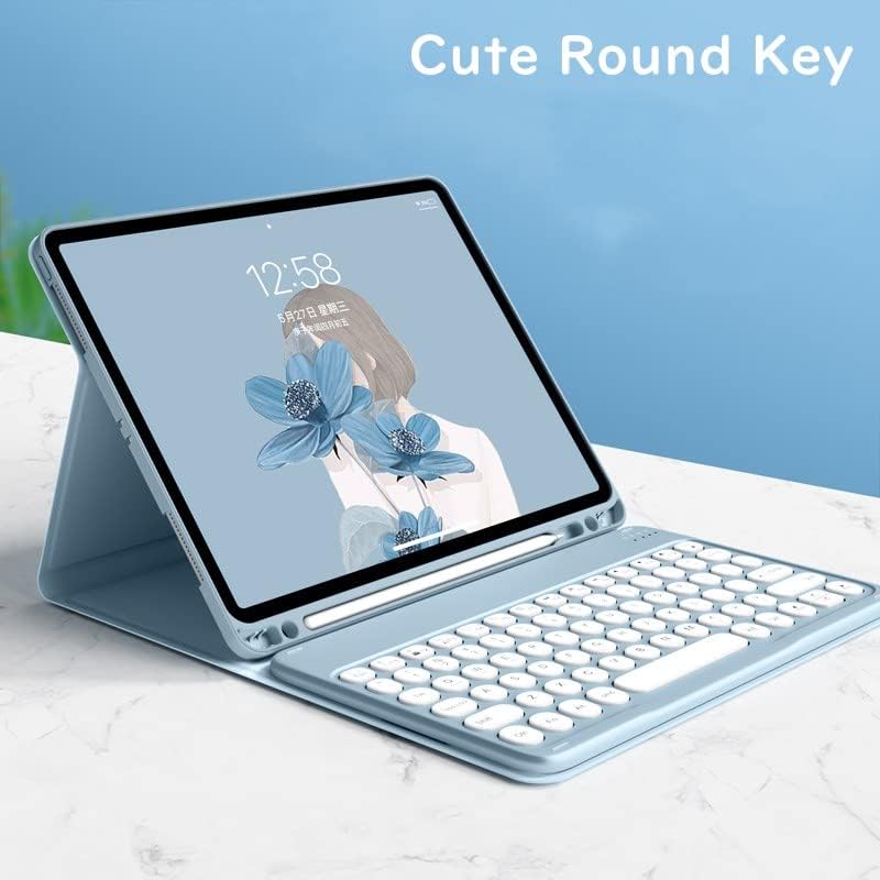 HENGHUI Funda para teclado Galaxy Tab S6 Lite de 10.4 pulgadas 20222020, linda llave redonda, teclado de color, inalámbrico, desmontable, con