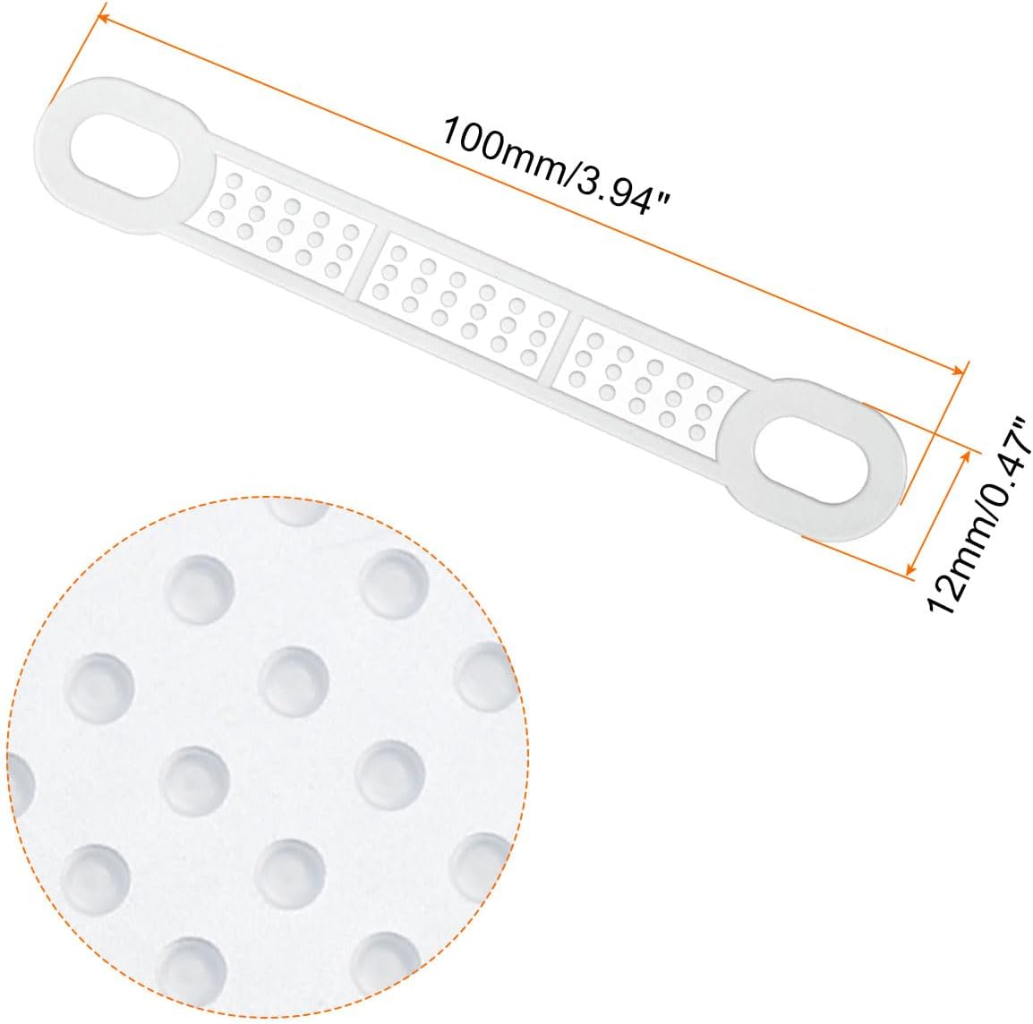 uxcell 50 tiras adhesivas de silicona antideslizantes para colgar ropa para perchas de madera y plástico, lechoso (3.94 x 0.47 pulgadas)