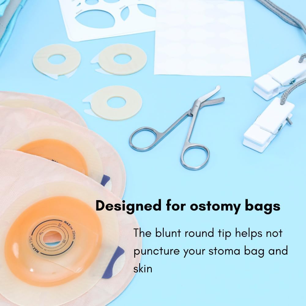 Suministros de ostomía, tijeras de ostomía, tijeras de acero inoxidable para médicos, enfermeras, enfermería veterinaria en el hogar, 4.3 x 2.1