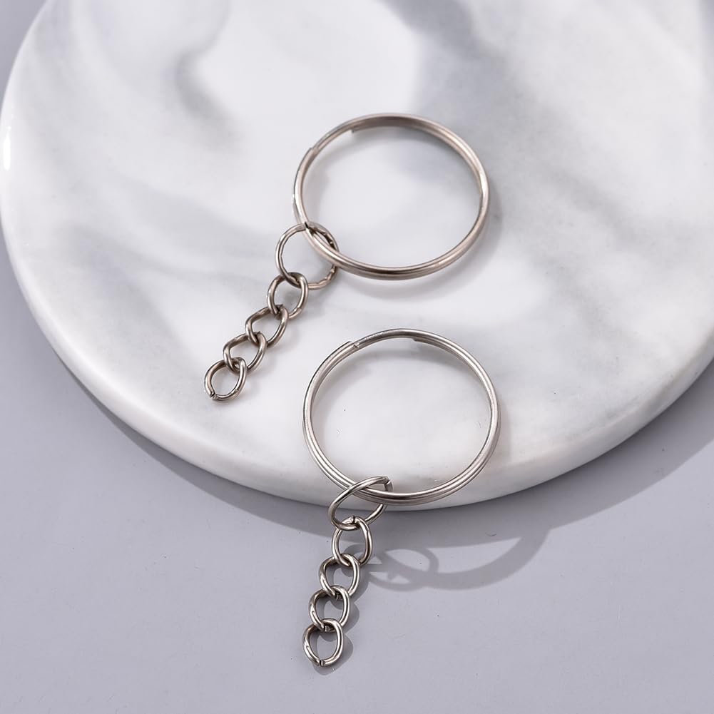 100 llaveros divididos con cadenas, eslabones abiertos, anillos de salto para manualidades, manualidades, suministros para fabricar llaveros, kit de