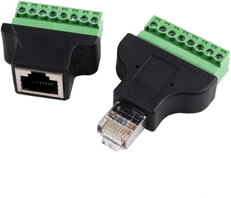 XIAOSHI RJ45 macho y hembra a tornillo Terminal 8 Pin Conector Ethernet Cable Extensor Adaptador