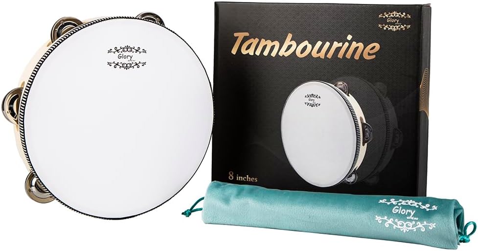 Glory – Tambor de mano de 8 pulgadas, timbre de metal de abedul de percusión, instrumento educativo musical para juegos de fiesta de KTV (8 pulgadas)