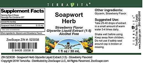 TerraVita Soapwort Hierba Glicerita Extracto Líquido (15) – Sabor Fresa (1 oz, ZIN 523038)