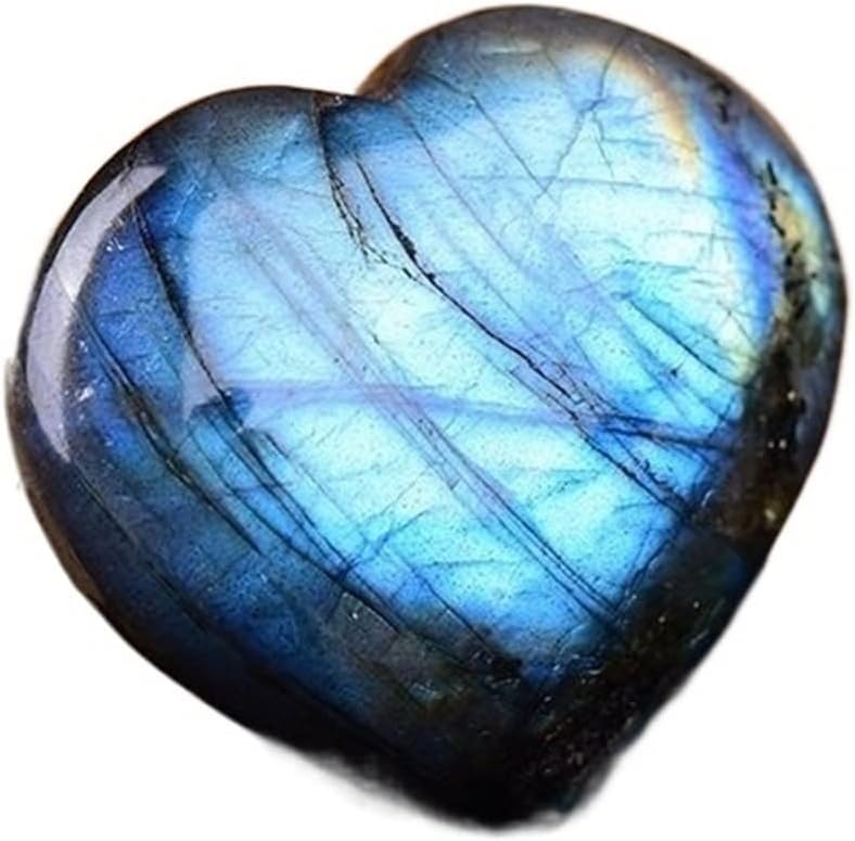 Feng Shui Decorate Natural Heart Shape Labradorite Stone Luminous Moonstone Crystal Stone Home Decoration Garden Aquarium Stone Raw Rough Natural