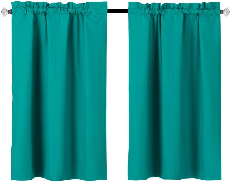 Cortina opaca con aislamiento térmico y dobladillo para barra, para cocina, baño, sala de estar, 2 paneles de 36 pulgadas de ancho x 36 pulgadas de