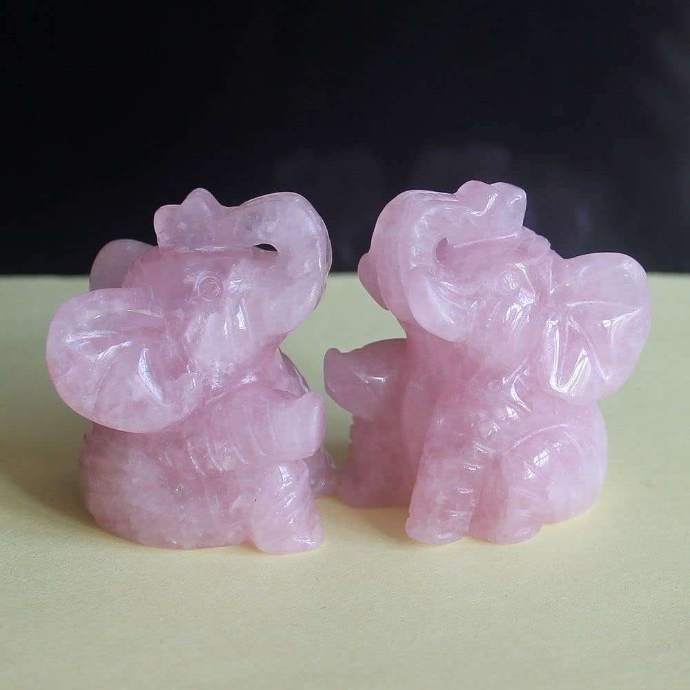 Figura tallada a mano con piedras preciosas mixtas de cristal sentado elefante estatua de talla animal para decoración del hogar de 2 pulgadas