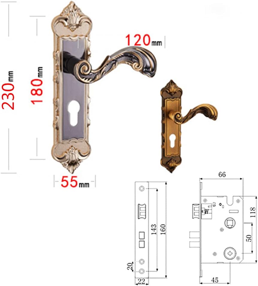 Eapmic Juego de cerradura de puerta universal de estilo europeo para dormitorio interior (aleación negra)