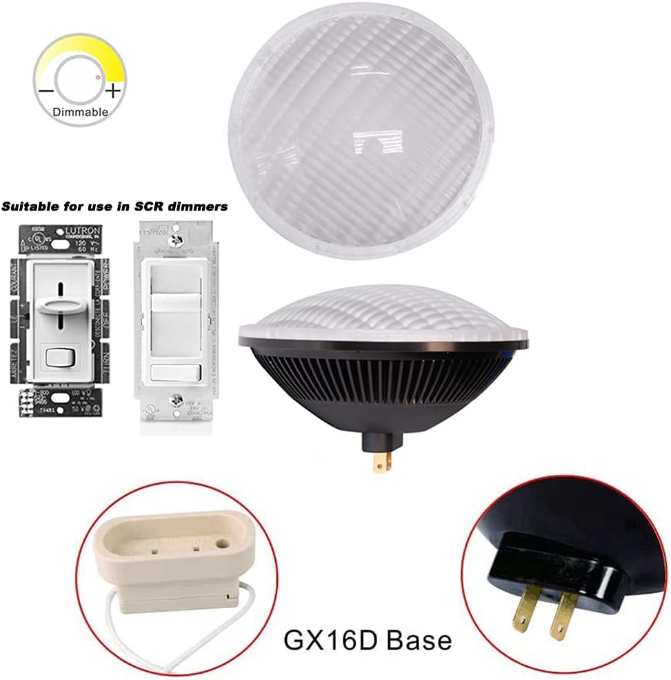 Bombilla LED Par56 regulable de 36 W, luz de inundación blanca cálida (2700-3000 K) WFL ángulo de haz de 120  base GX16D, reemplazo Par-56 300 W 500