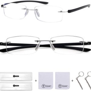 TERAISE Paquete de 2 lentes de lectura sin montura para hombres y mujeres, lentes de lectura con bloqueo de luz azul, ultraligeros sin marco, para TERAISE Paquete de 2 lentes de lectura sin montura para hombres y mujeres, lentes de lectura con bloqueo de luz azul, ultraligeros sin marco, para
