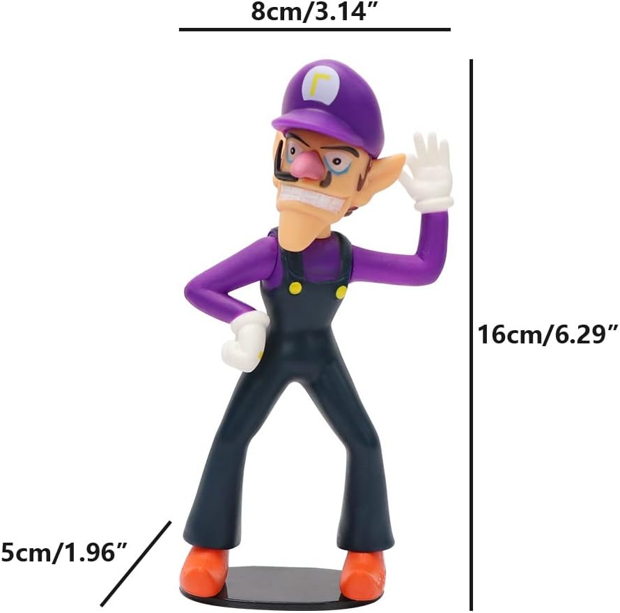 Super All Star Collection Bad Guy Waluigi figura de acción de juguete con sombrero morado de 7.2 pulgadas