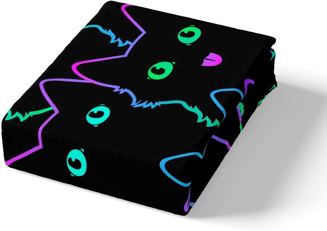 Juego de ropa de cama con diseño de dibujos animados para niñas, niños, mascotas, gatos, funda de edredón con luz de neón, decoración de habitación,