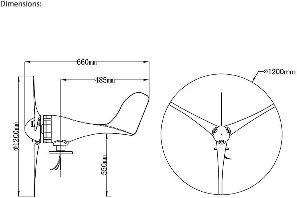 ATO 300W turbina eólica, 12V24V, pequeña turbina de viento horizontal para barcos, farolas e islas (12V)