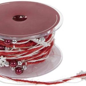 Cinta de Navidad de yute con cuentas de copo de nieve rojo – 15 pies Cinta de Navidad de yute con cuentas de copo de nieve rojo – 15 pies