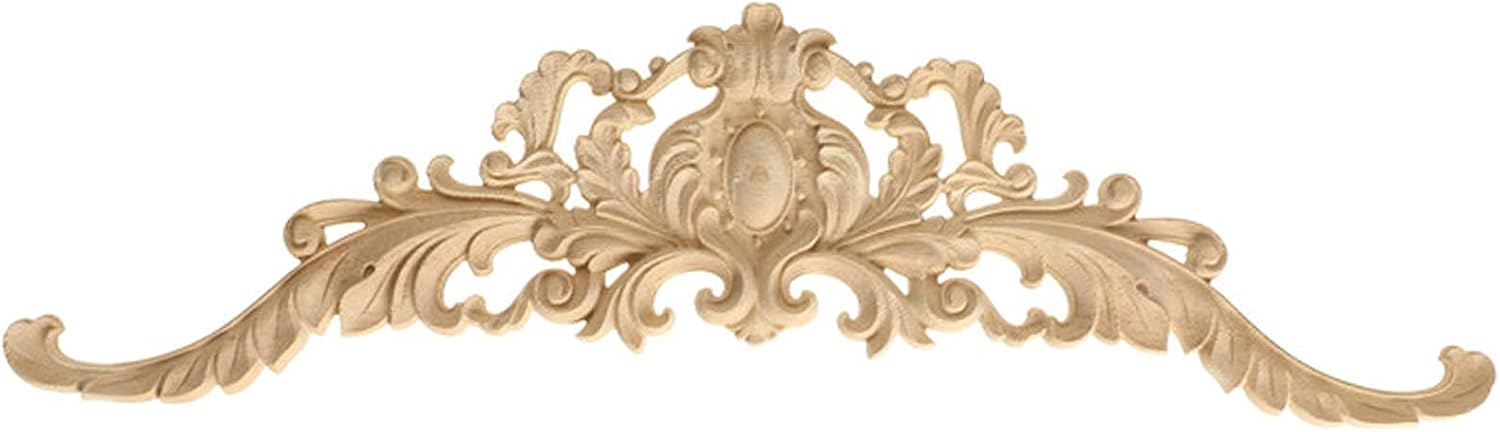 Apliques de madera tallada larga sin pintar, apliques de madera y onlays para muebles (04, 40x11cm15.75×4.33inch)