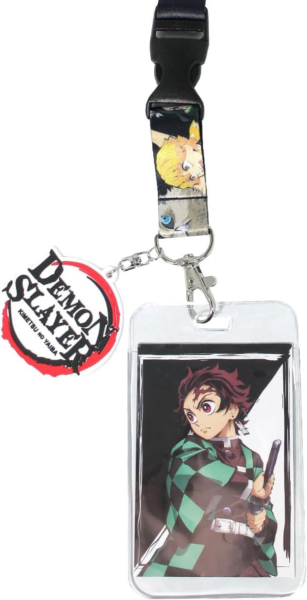 Demon Slayer Kimetsu No Yaiba – Soporte para tarjetas de identificación de personaje de anime con dije de goma