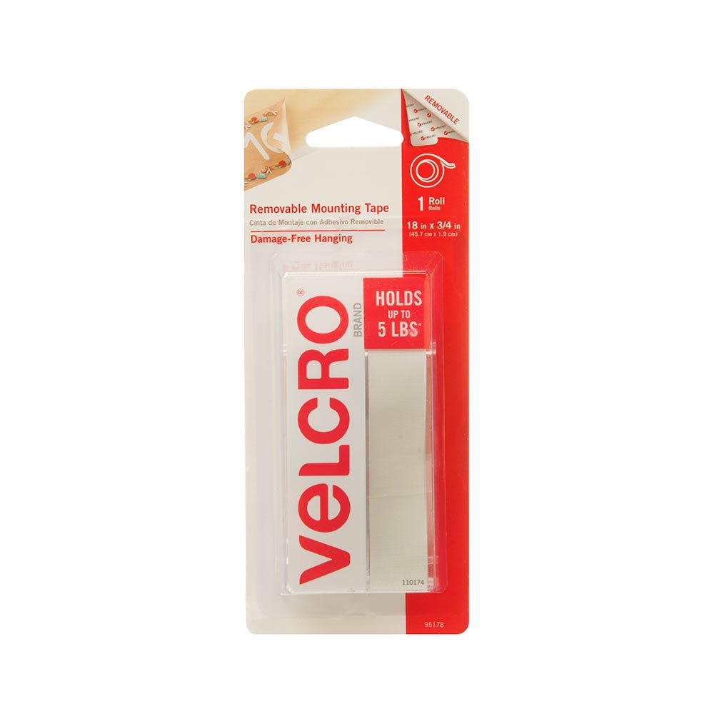 VELCRO Brand “VELCRO Brand – Cinta de montaje extraíble, decoración sin daños, rollo de 18″ x 34” (95178)