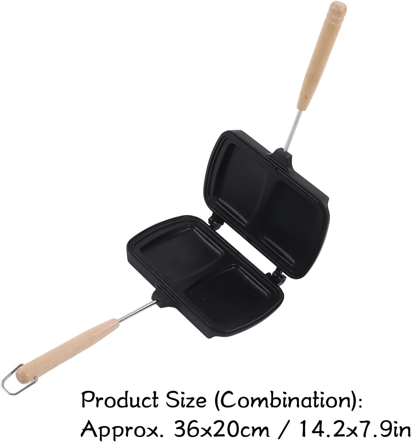Sandwichera de 14.2 x 7.9 pulgadas, sartén antiadherente de aleación de aluminio integrada, cuerpo aerodinámico, doble cabeza, sartén desmontable