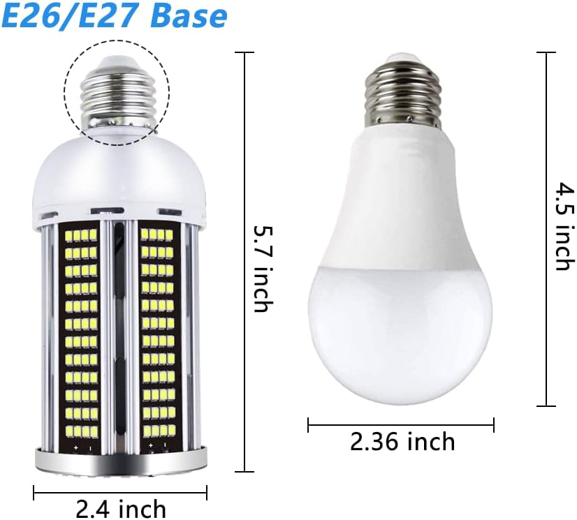 Intpro Bombilla LED de 40 W, paquete de 2 bombillas LED de maíz, súper brillante, luces LED de garaje para sótano, granero, taller, almacén,