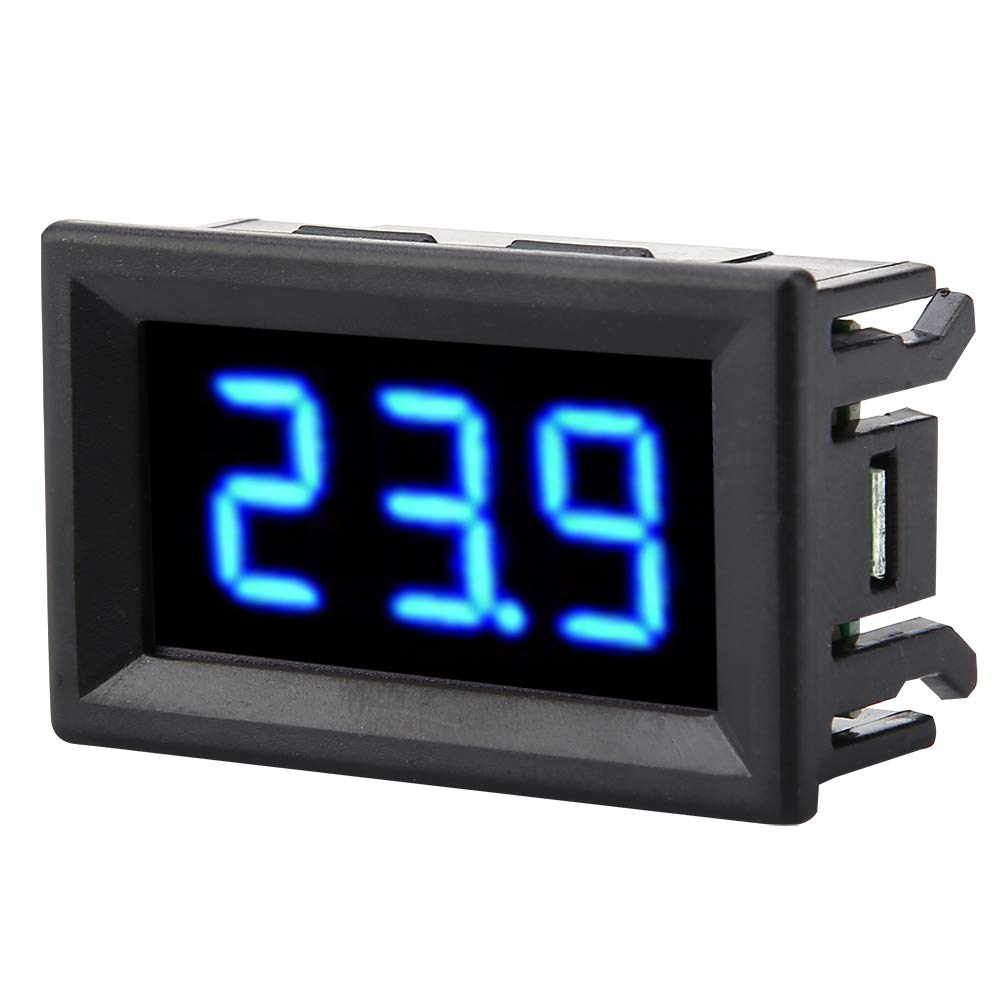 Medidor de voltaje, voltímetro de 0.56 pulgadas, dos cables, pantalla LED digital, medidor de voltaje para batería de 12 V 24 V (luz de fondo de