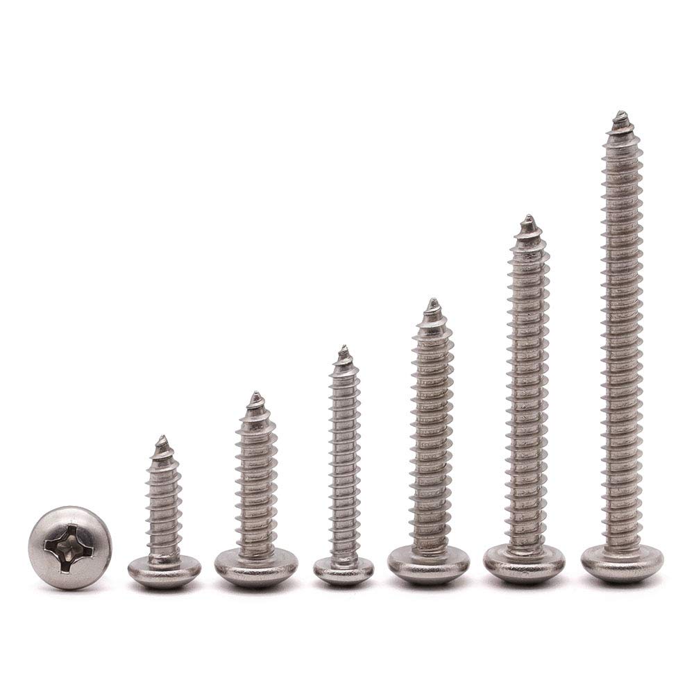 #14 x 1-12″ (paquete de 30) Tornillos de madera Phillips de acero inoxidable, acero inoxidable 304 (18-8), tornillos de chapa de cabeza plana