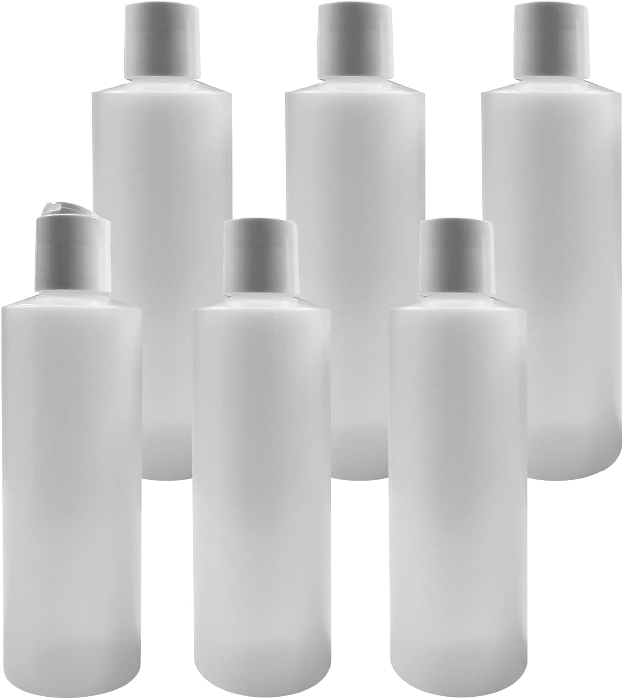 Pinnacle Mercantile Paquete de 6 botellas de plástico para apretar, tapa abatible, 8 onzas, recargable, champú de viaje, jabón y loción,