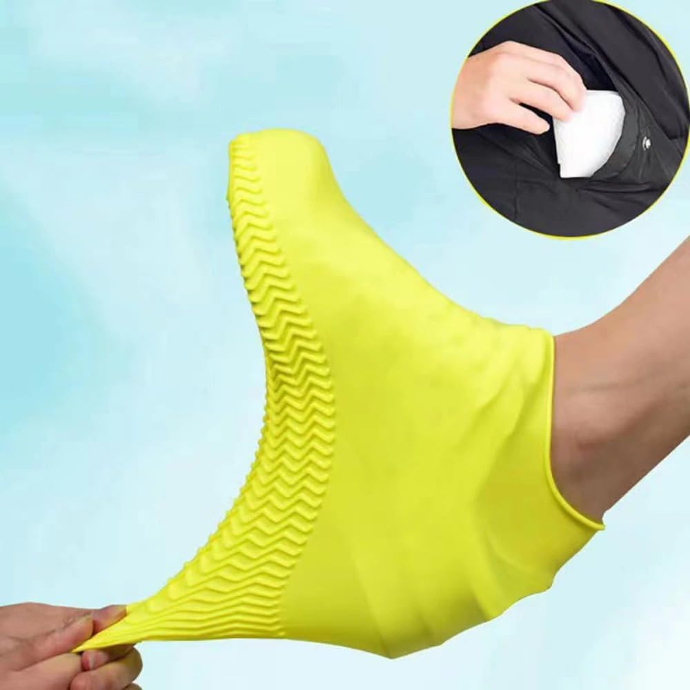 1 par de fundas reutilizables para zapatos, impermeables, antideslizantes, de silicona, resistentes al desgaste, botas de lluvia para botas al aire