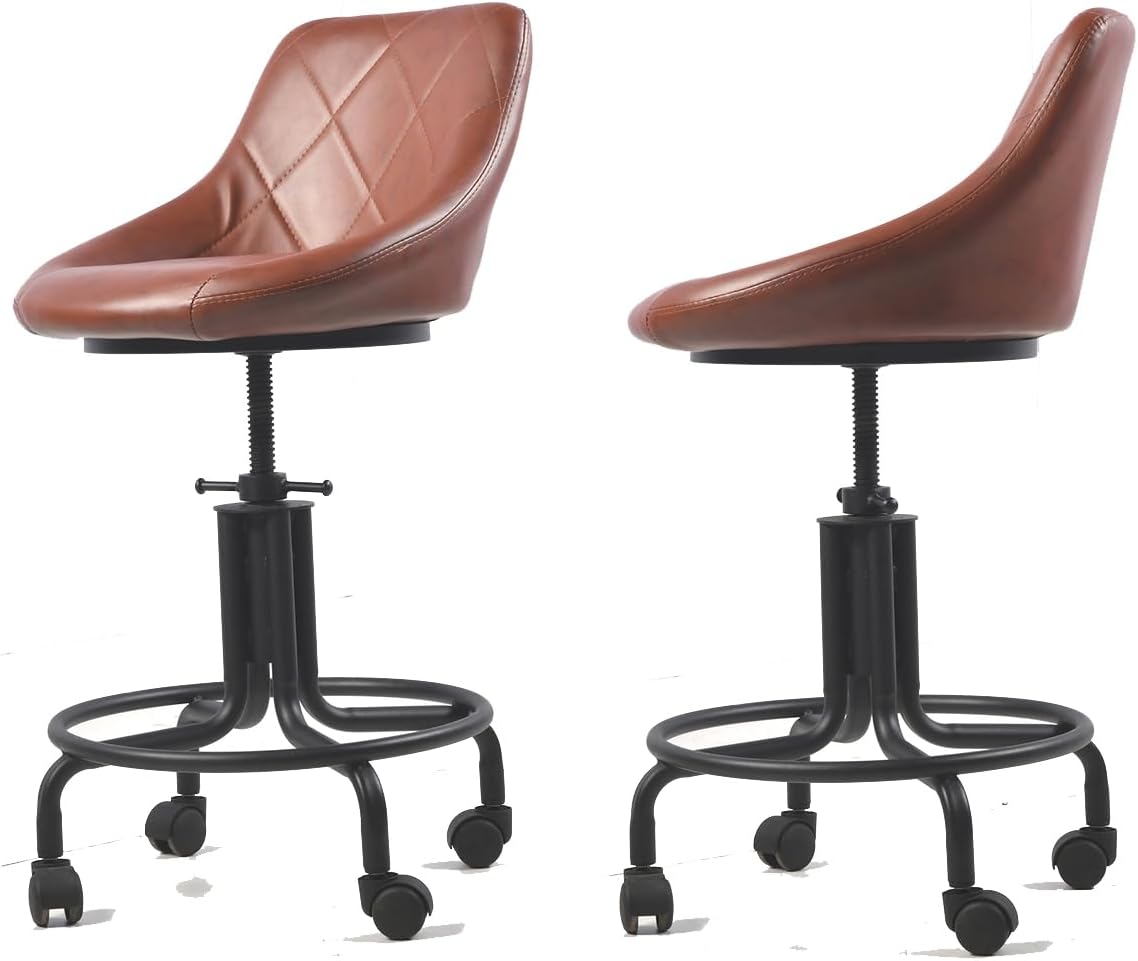 Topower American Antique Diseño Industrial Metal Altura Ajustable Cocina Comedor Desayuno Silla de estilo industrial Taburete de bar con ruedas,