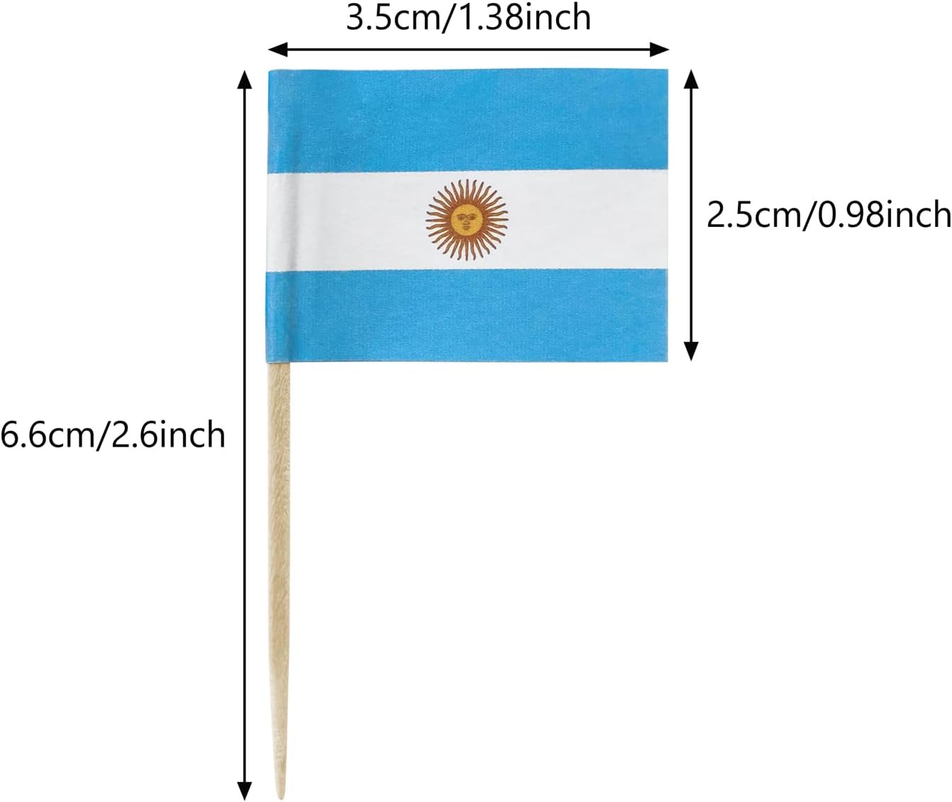 100 piezas de bandera argentina pequeña palillo de dientes decoración de mini cupcakes banderas de cóctel comida banderas cóctel picks