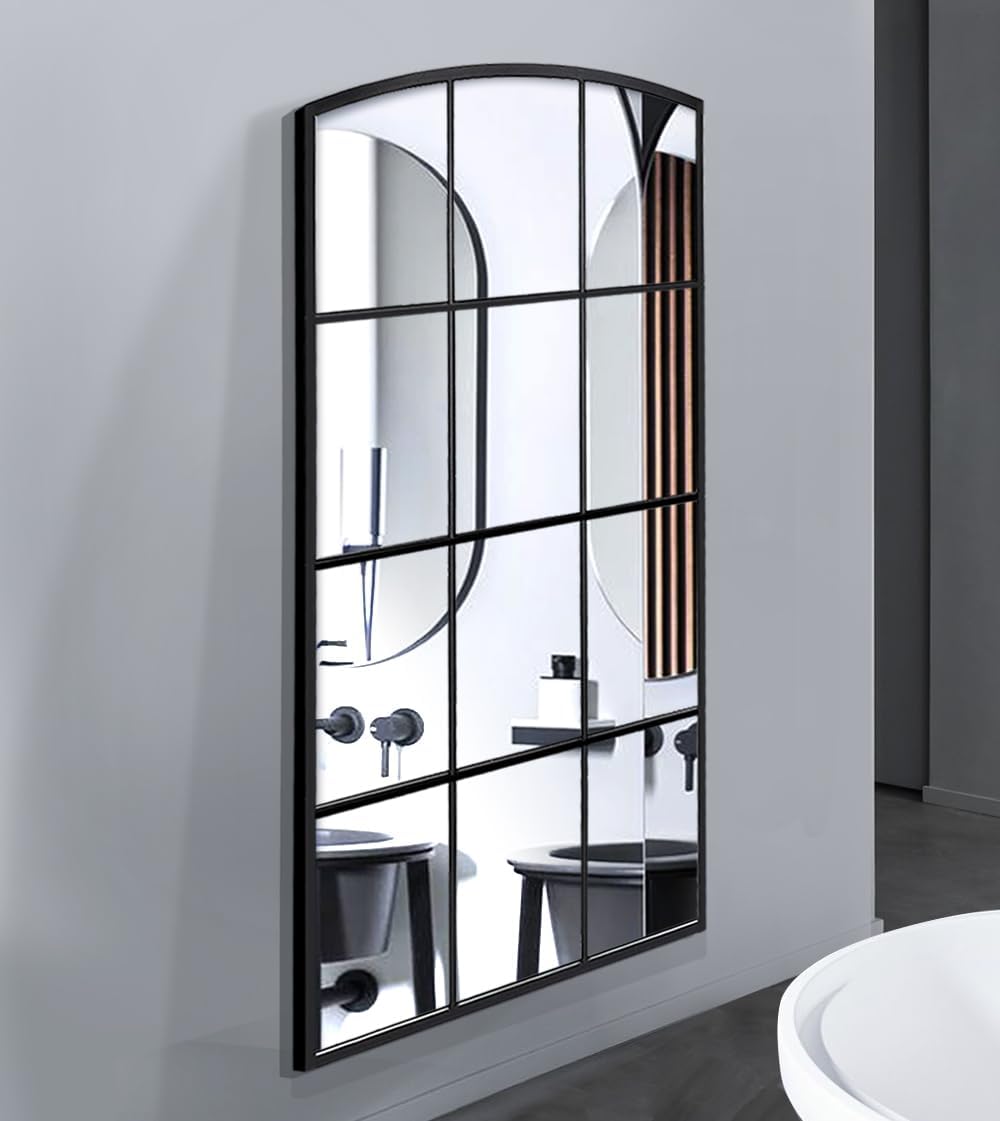 WAMIRRO Espejo alto para ventana, espejo de pared arqueado de granja, espejo de longitud completa para chimenea, entrada, pasillo, sala de estar, 24