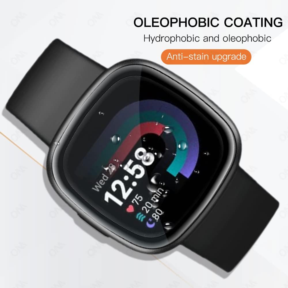Paquete de 3 Protector de pantalla compatible con Fitbit Sense 2  Versa 4, protector de pantalla suave de PET curvado 3D de cobertura completa para