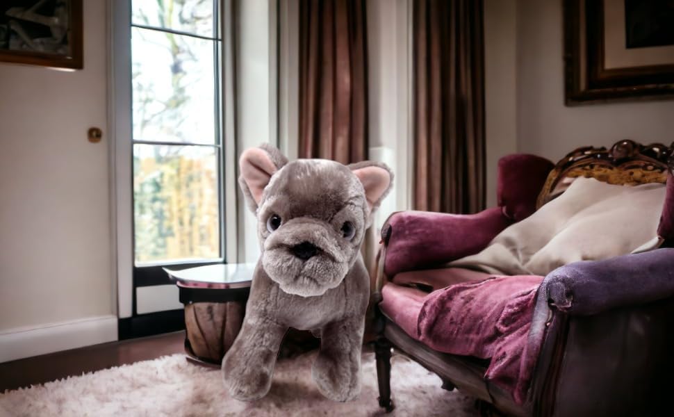 zinici Peluche de bulldog francés  Animal de perro de felpa Frenchie esponjoso  Regalo de juguete suave para niños  8 pulgadas
