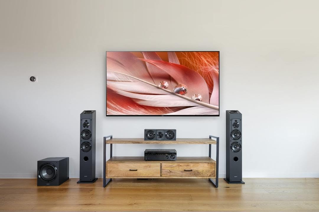 Sony SSCS8 – Altavoz de canal central de 3 controladores de 2 vías, color negro, sistema de altavoces de 4 estantes.