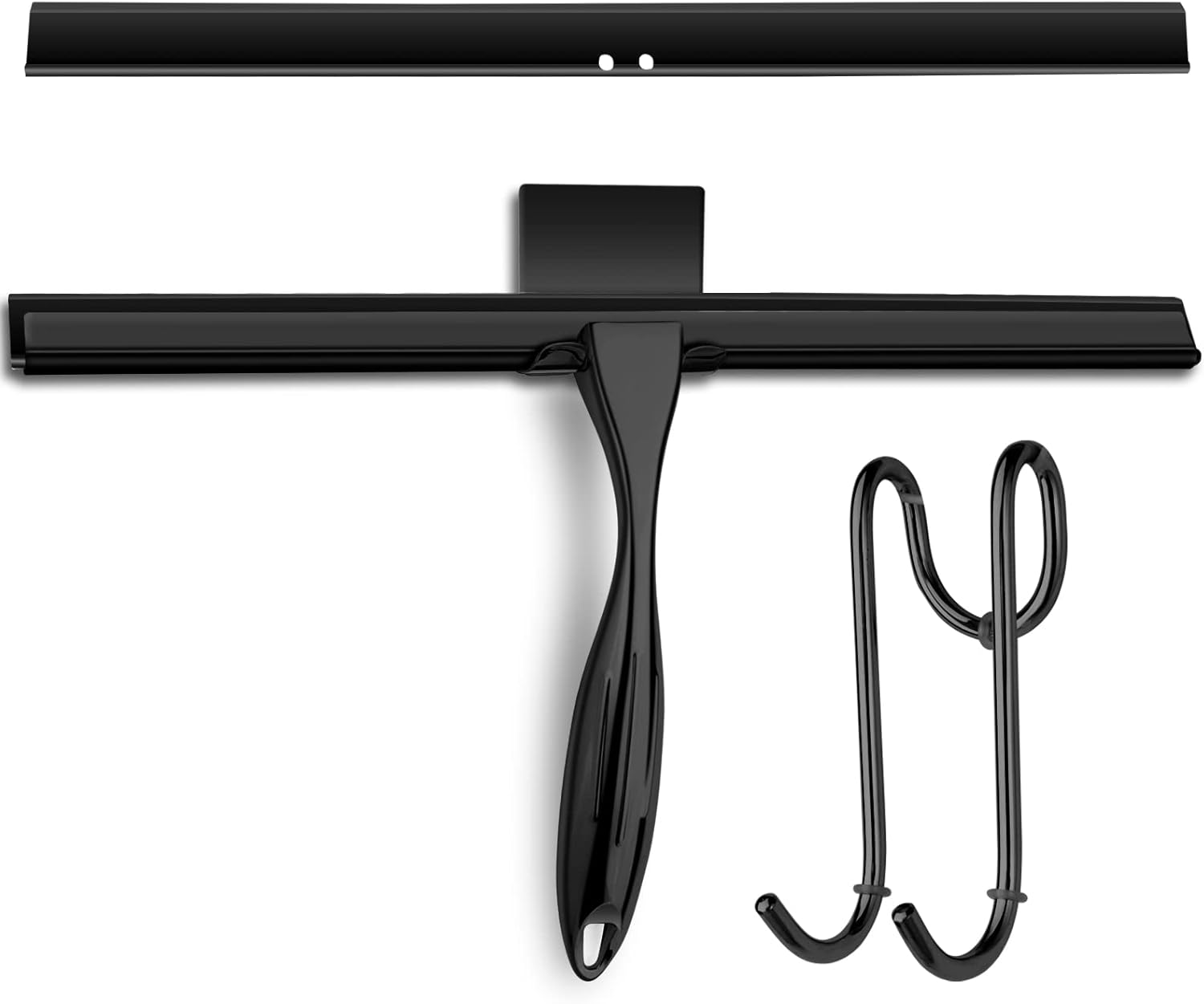 Escobilla de ducha de acero inoxidable con gancho para puerta de ducha y gancho adhesivo, escobilla de baño para puertas, baño, ventanas, cocina,