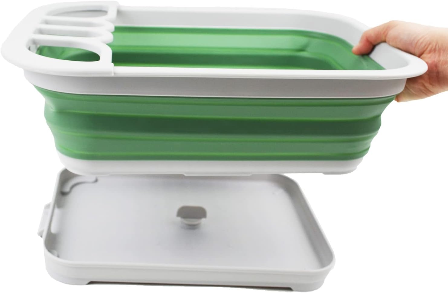 SAMMART Escurridor de platos de plástico plegable de 7.3L (1.9 galones) con escurridor, juego de escurridor plegable, organizador de vajilla
